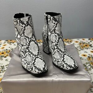 Mix No. 6 Black and White Ankle Boots with Snakeskin Pattern